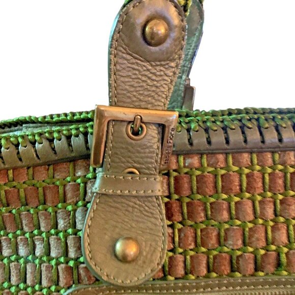 ISABELLA FIORE TUCK DELUX WEAVED PINECONE TASSELED TOTE HANDBAG PURSE GREEN - Picture 7 of 13